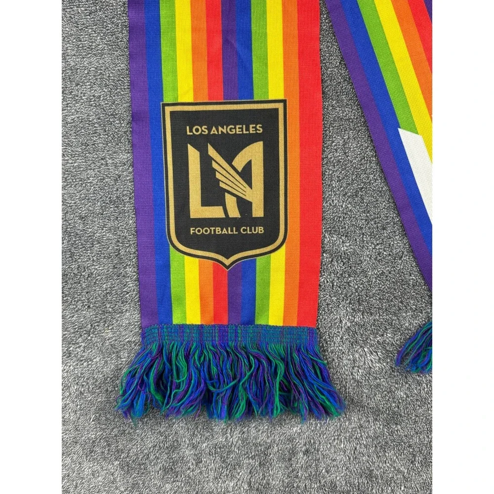 Ruffneck Los Angeles FC LAFC Pride Rainbow Striped MLS‎ Soccer Fan Scarf Fringe